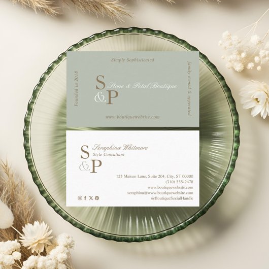 Sleek Chic Minimal Elegant Boutique Monogram Logo Visitekaartje