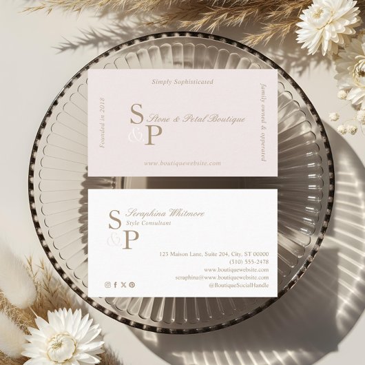 Sleek Chic Minimal Elegant Boutique Monogram Logo Visitekaartje