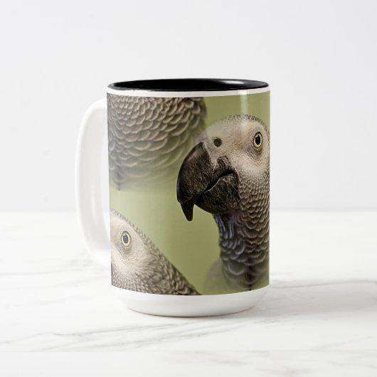 Sleek Congo-Afrikaanse grijze papegaai Tweekleurige Koffiemok (Voorkant links)