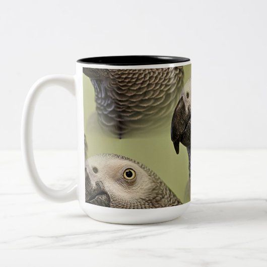 Sleek Congo-Afrikaanse grijze papegaai Tweekleurige Koffiemok (Links)