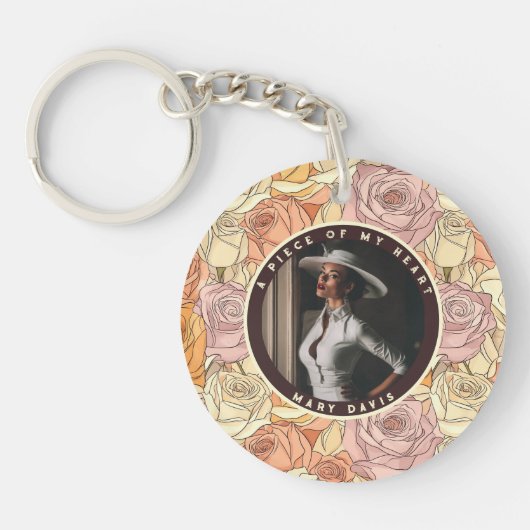 Sleek Dad Fathers Day Gifts Custom Photo Rose Sleutelhanger (Voorkant)