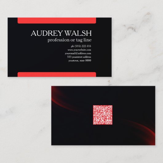 Sleek Dark Professional QR Code Networking Card Visitekaartje (Voorkant / Achterkant)