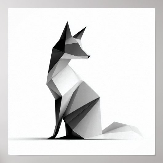 Sleek Geometric Origami Fox Print (Voorkant)