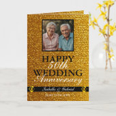 Sleek Gold Ouders Foto 50e Jubileum Kaart (Gele Bloem)