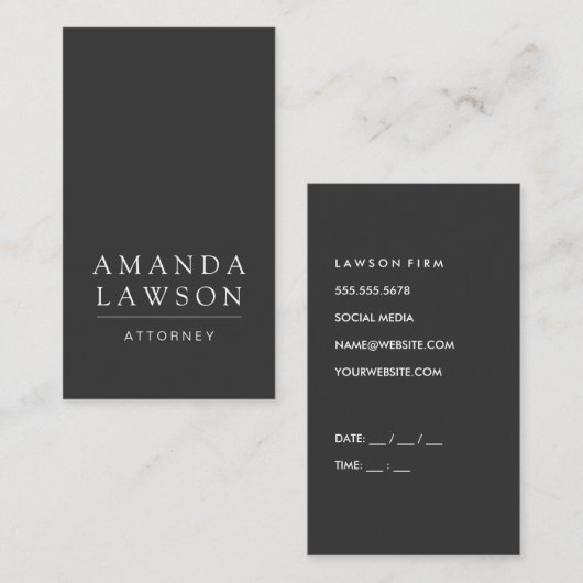 Sleek Grey (afspraak) Afsprakenkaartje (Voorkant / Achterkant)