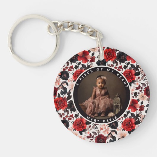 Sleek in loving memory Photo Rose Flower Sleutelhanger (Voorkant)