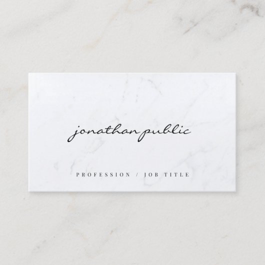 Sleek Marble Template Calligraphy Script Luxury Visitekaartje (Voorkant)