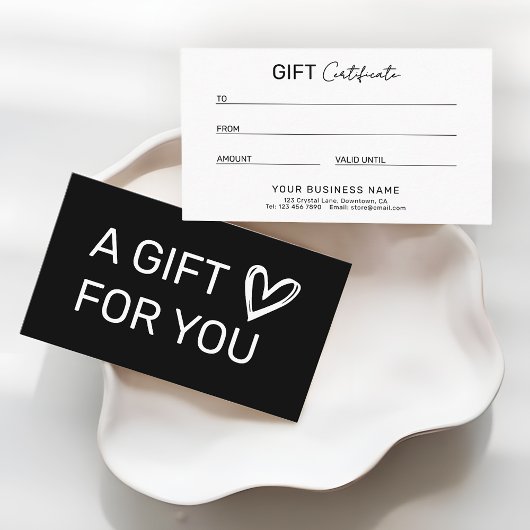 Sleek Modern Business Gift Certificate Contactkaartje