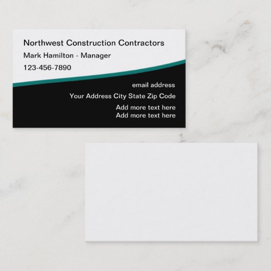 Sleek Modern Construction Service Visitekaartje (Voorkant / Achterkant)