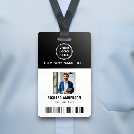 Sleek Modern Employee Photo Name Bar Code ID Badge