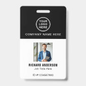 Sleek Modern Employee Photo Name QR Code ID Badge (Voorzijde)