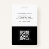 Sleek Modern Employee Photo Name QR Code ID Badge (Achterkant)
