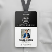 Sleek Modern Employee Photo Name QR Code ID Badge