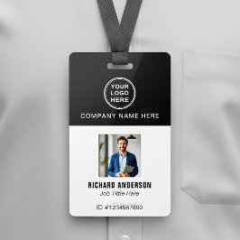 Sleek Modern Employee Photo Name QR Code ID Badge