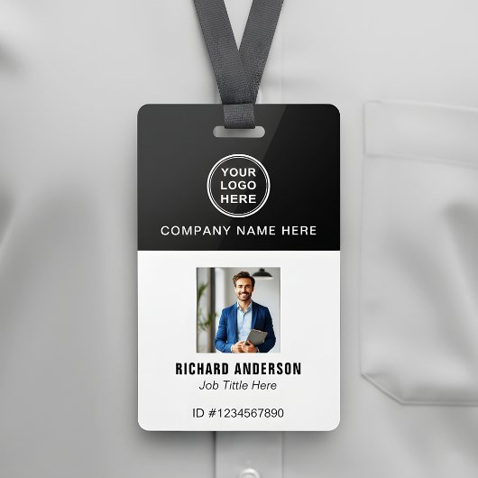 Sleek Modern Employee Photo Name QR Code ID Badge