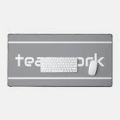 Sleek Modern White TEAMWORK Stripes On Light Gray Bureaumat (Keyboard & Muis)