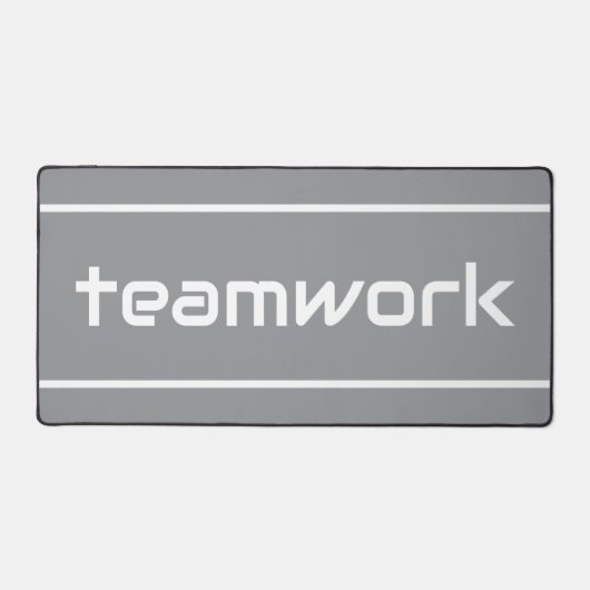 Sleek Modern White TEAMWORK Stripes On Light Gray Bureaumat (Voorkant)