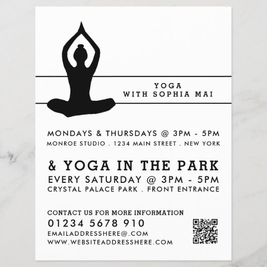 Sleek Modern Yoga Class Advertising Flyer (Voorkant)