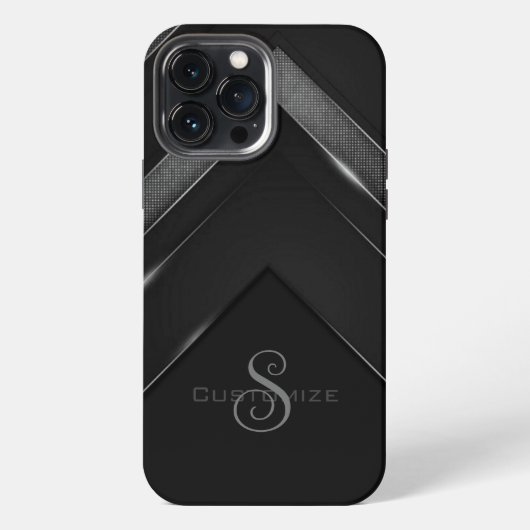 Sleek Monogrammed Black Chevron iPhone Hoesje (Achterkant)