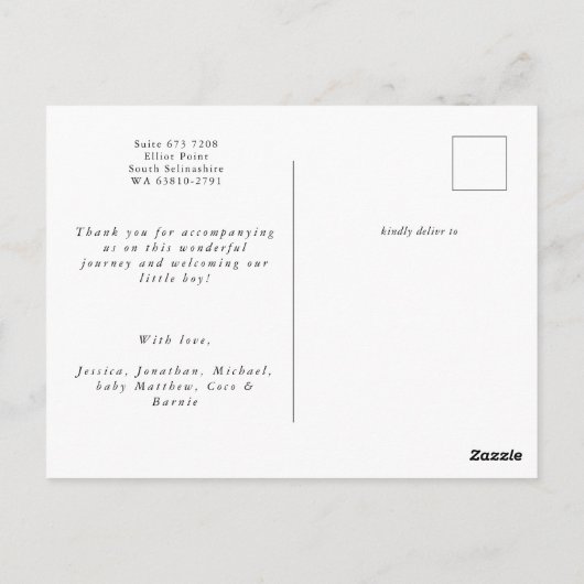 Sleek Multi Photo Minimal Baby Birth Annoucement Briefkaart (Achterkant)