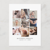 Sleek Multi Photo Minimal Baby Birth Annoucement Briefkaart (Voorkant)
