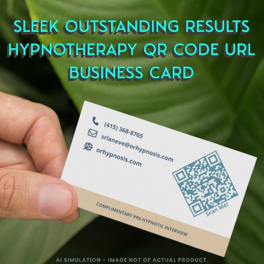 Sleek Outstanding Results Hypnotherapy QR Code URL Visitekaartje