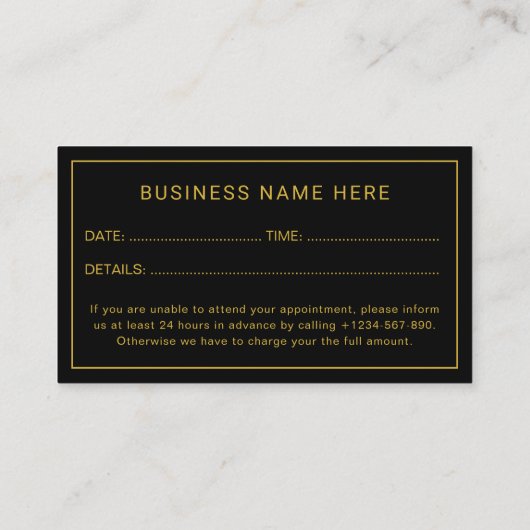 Sleek Professional Appointment Card for Scheduling Afsprakenkaartje (Achterkant)