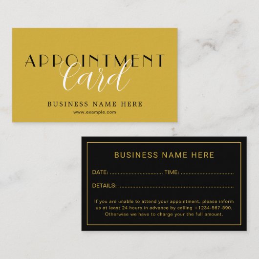 Sleek Professional Appointment Card for Scheduling Afsprakenkaartje (Voorkant / Achterkant)