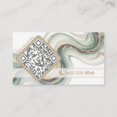 Sleek Sage Gold Marble Modern Realtor Logo QR Code Visitekaartje (Achterkant)
