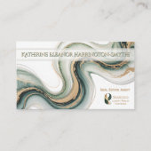 Sleek Sage Gold Marble Modern Realtor Logo QR Code Visitekaartje (Voorkant)