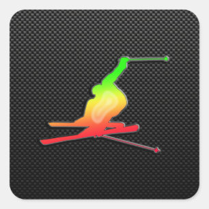 Sleek Snow Skiing Vierkante Sticker