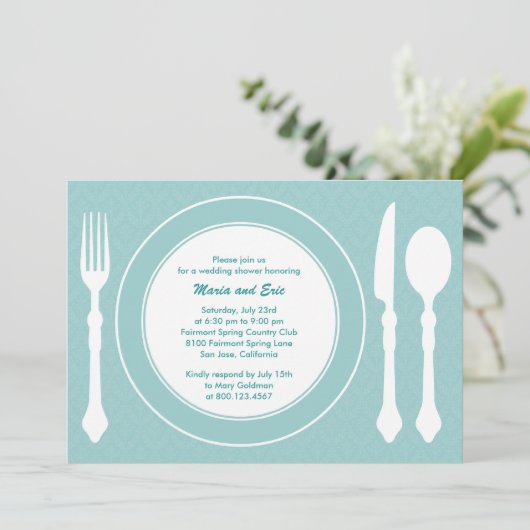 Sleek tabletop Weddenschap Uitnodiging Turquoise (Staand voorkant)