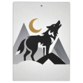 Sleek wolf silhouet huilende halve maan klembord (Achterkant)