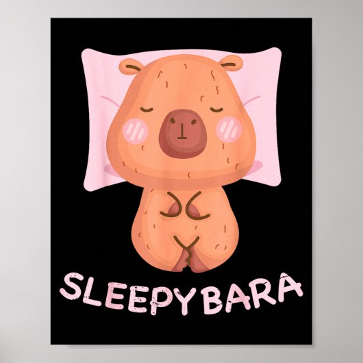 Sleeng Capybara Pajamas Nightgown Sleepybara Roden Poster (Voorkant)