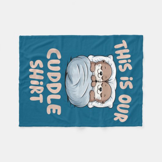Sleeng Otter Couple This Is Our Cuddle  Fleece Deken (Voorkant (Horizontaal))