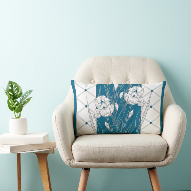 Sleep Easy Iris Blauwgroen Grijs Wit Kussen (Stoel)