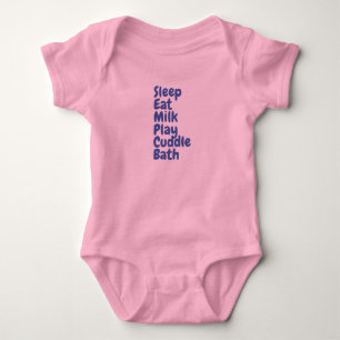Sleep Eat Milk Play Knuffel gedrukt op Baby T-Shir Romper