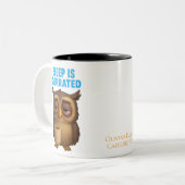Sleep Is Overrated – Owl Funny New Parent Mug Tweekleurige Koffiemok (Voorkant links)