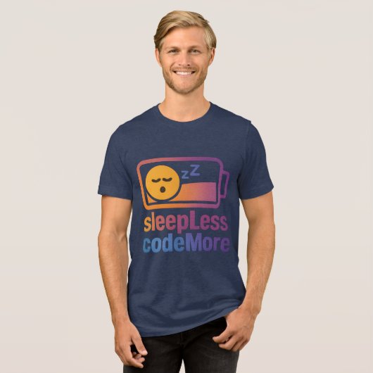 Sleep less Code more IT design Tri-Blend Shirt (Voorkant volledig)