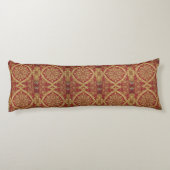 Sleep Like Royalty: Golden Red Ornate Designer Ach Lichaamskussen (Achterkant)