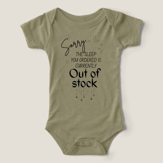 Sleep out of stock T-Shirt Baby Bodysuit (Design voorkant)