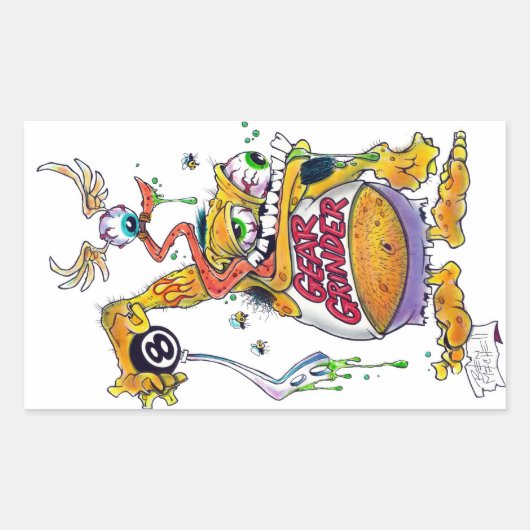 Sleep Papa cadeaus Gear Grinder 9000 Rechthoekige Sticker (Voorkant)
