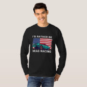 Sleep Racer Patriottic American Flag Drag Racing T-shirt (Voorkant volledig)