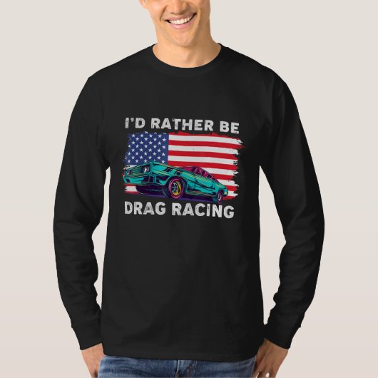 Sleep Racer Patriottic American Flag Drag Racing T-shirt (Voorkant)