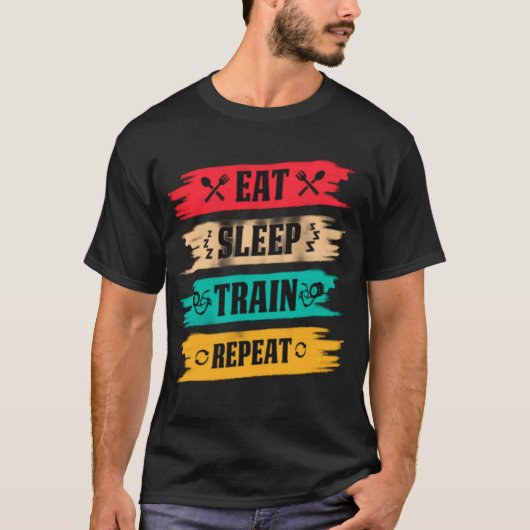 Sleep. Train. Repeat. – The Ultimate Fitness Grind T-shirt (Voorkant)