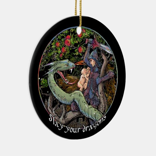 SLEEP UW DRAGONS, middeleeuwse kunst, Jordaanse Pe Keramisch Ornament (Rechts)