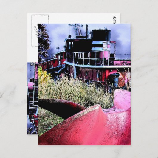 Sleepboot begraafplaats briefkaart (Voorkant / Achterkant)