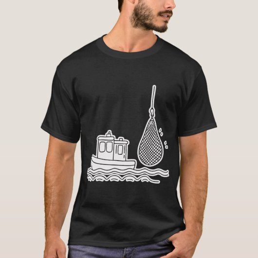 Sleepboot bij hangend visnet t-shirt (Voorkant)