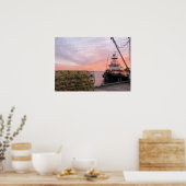 Sleepboot bij zonsopgang poster (Keuken)