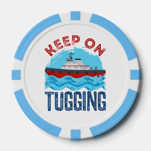 Sleepboot Blijf Trekken Poker Chips (Voorkant)